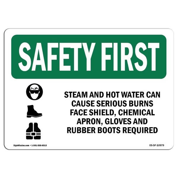 OSHA, Steam And Hot Water Can Cause W/ Symbol, 10in X 7in Rigid Plastic, OS-SF-P-710-L-10979, Signmission, Mfr#: OS-SF-P-710-L-10979